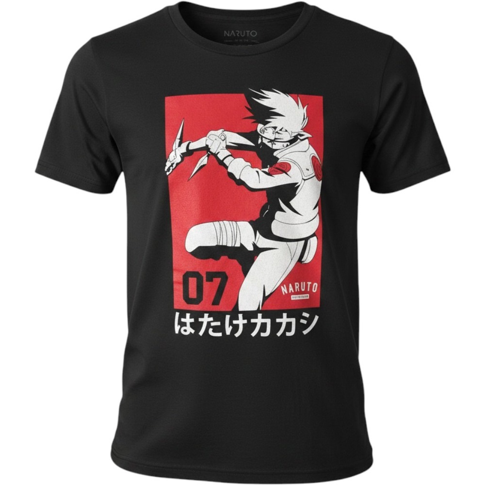 Naruto Shippuden Kakashi Hatake Graphic T-Shirt Mens Medium‎ Black Anime Tee 07